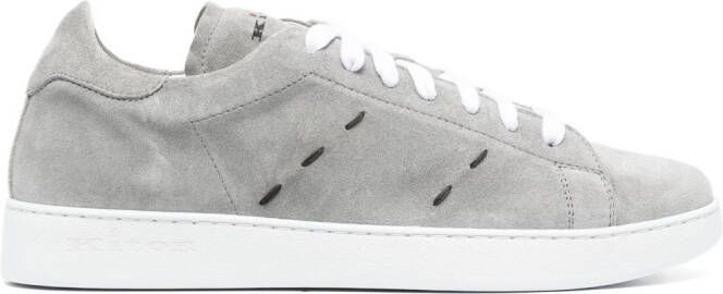 Kiton stitch-detail suede low-top sneakers Grey