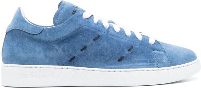 Kiton suede low-top sneakers Blue