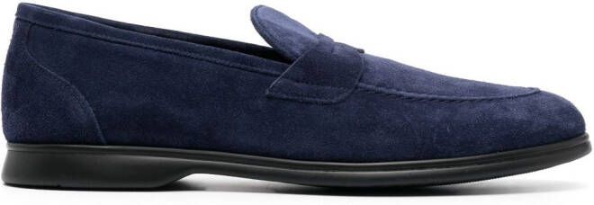 Kiton tonal-stitching almond-toe loafers Blue