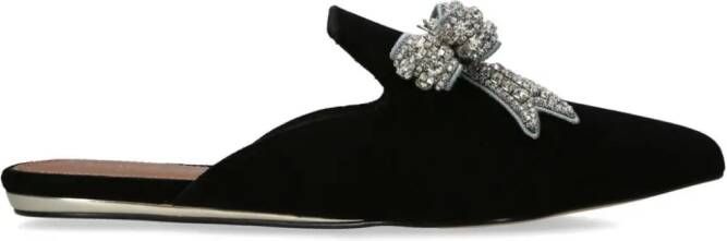 Kurt Geiger London Olive Bow velvet slippers Black