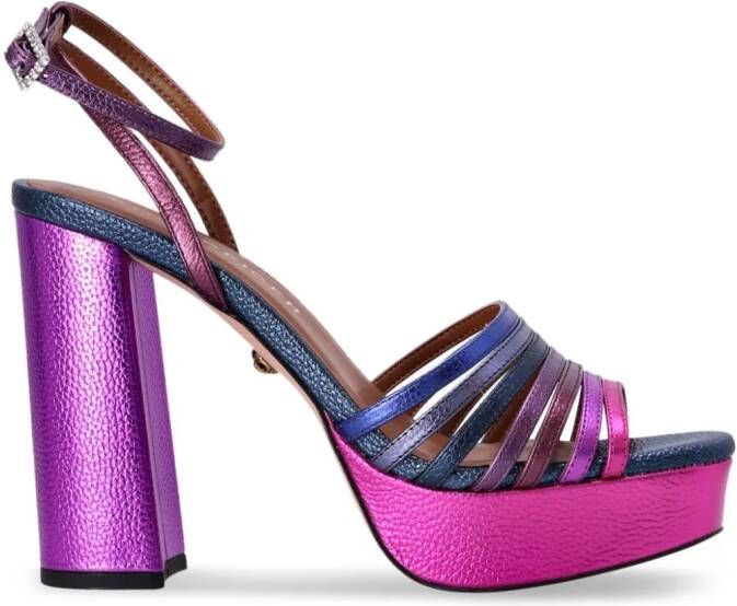 Kurt Geiger London Pierra metallic-leather platform sandals Pink