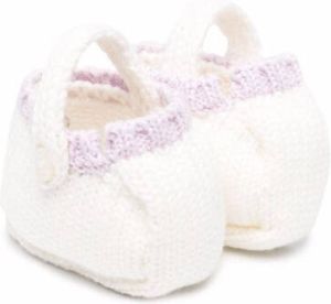La Stupenderia chunky knit cotton slippers White