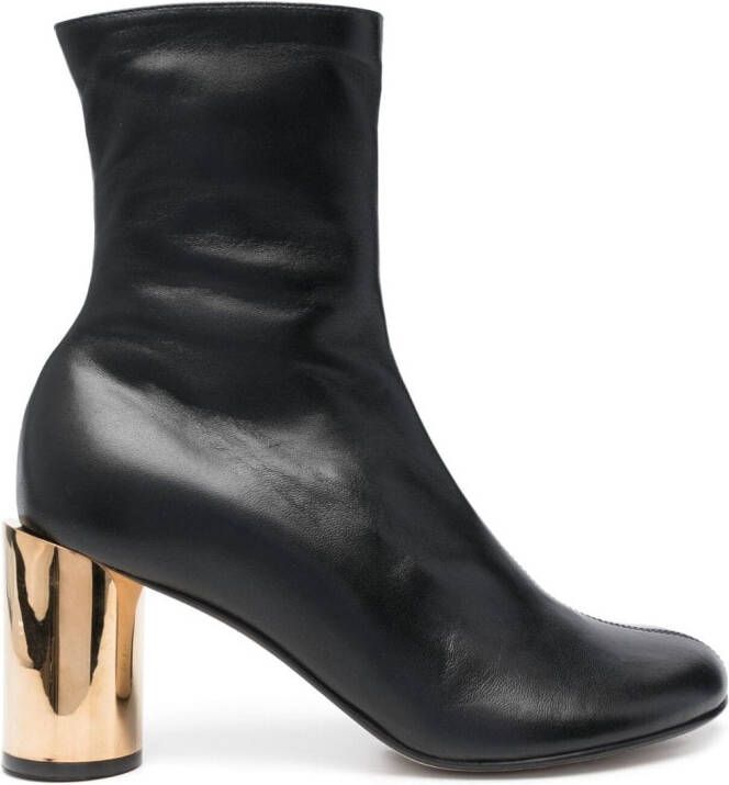 Lanvin 75mm round-toe leather boots Black