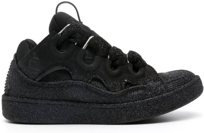 Lanvin Curb glitter-detailing leather sneakers Black