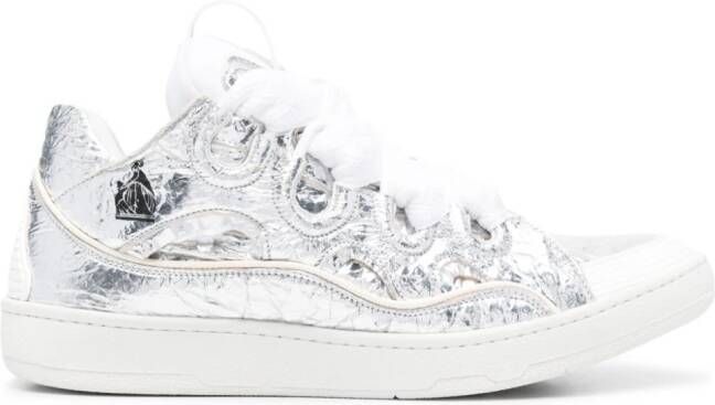 Lanvin Curb metallic leather sneakers Silver