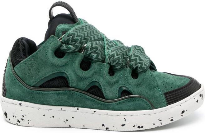 Lanvin Curb oversize-tongue panelled sneakers Green