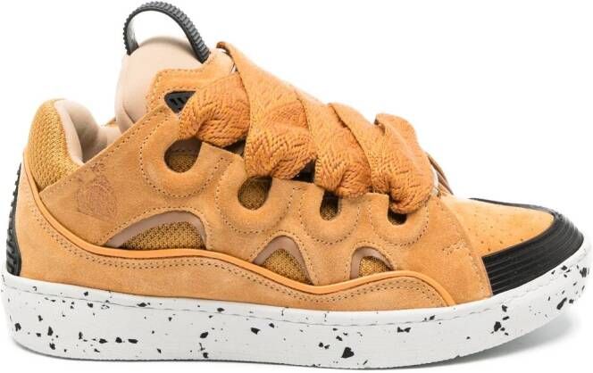 Lanvin Curb oversize-tongue panelled sneakers Yellow