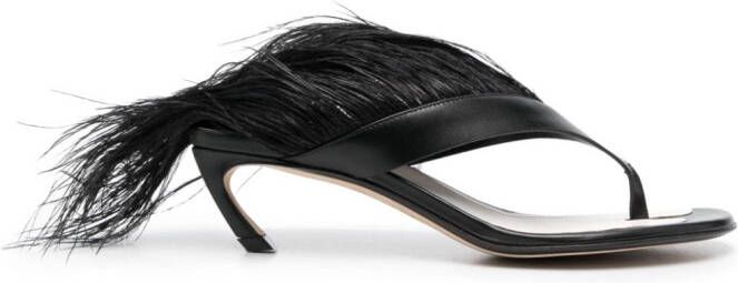 Lanvin Feather Swing 65 leather sandals Black