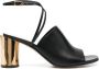 Lanvin metallic-heel 75mm leather sandals Black - Thumbnail 1