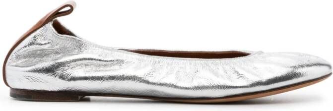 Lanvin metallic leather ballerina shoes Silver