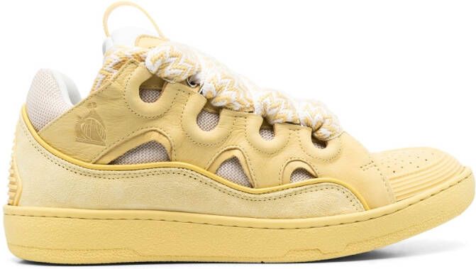 Lanvin multi-panel lace-up sneakers Yellow