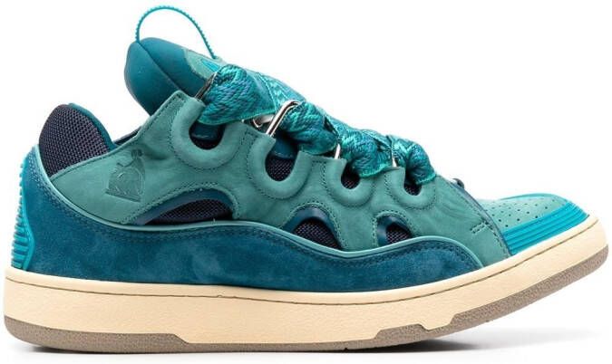 Lanvin panelled-detail lace-up sneakers Blue
