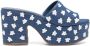 Larroude 90mm floral-embroidered mules Blue - Thumbnail 1