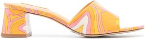 Larroude Brigitte Acqua Wave-print mules Orange
