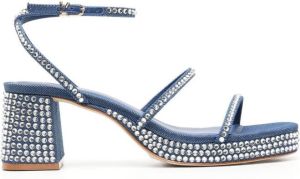 Larroude Gio crystal 65mm leather sandals Blue