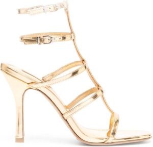 Larroude Serena multi-strap 100mm sandal Gold