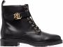 Lauren Ralph Lauren Burnished logo-plaque lace-up leather boots Black - Thumbnail 1