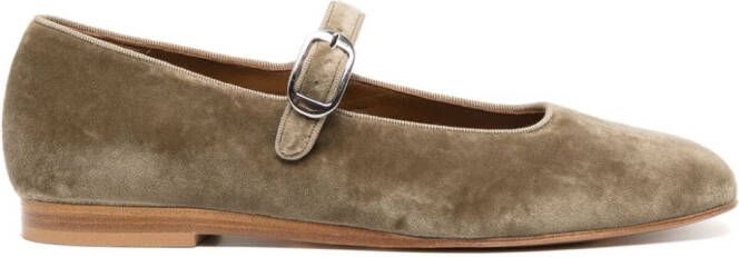 Le Monde Beryl velvet Mary Jane shoes Green