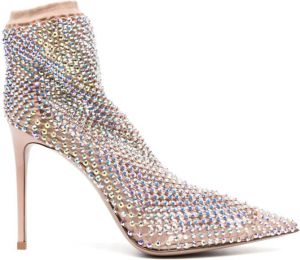 Le Silla 110mm crystal-embellished perforated pumps Neutrals