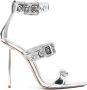Le Silla 115mm metallic patent leather sandals Silver - Thumbnail 1