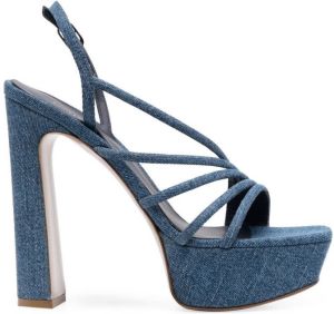 Le Silla 145mm denim platform sandals Blue