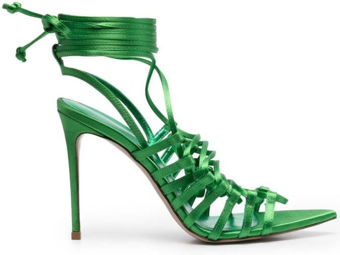 Le Silla Afrodite wraparound 110mm sandals Green