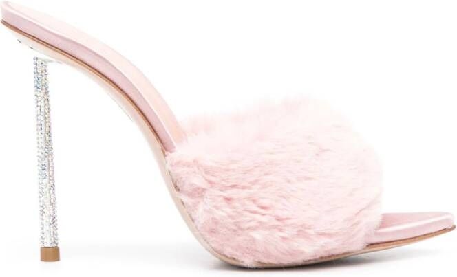 Le Silla Bella 105mm faux-fur mules Pink
