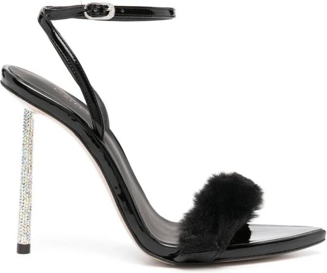 Le Silla Bella 105mm faux-fur sandals Black