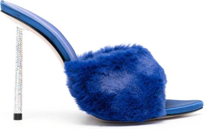 Le Silla Bella 120mm faux-fur mules Blue