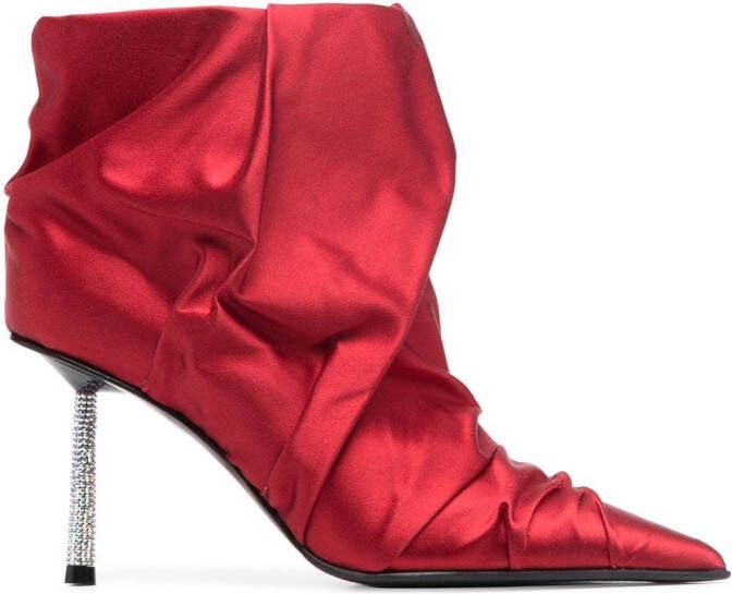 Le Silla Bella 80mm ruched ankle boots Red