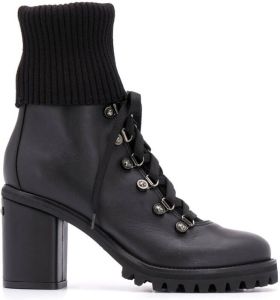 Le Silla block heel ankle biker boots Black