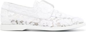Le Silla Claire floral lace loafers White