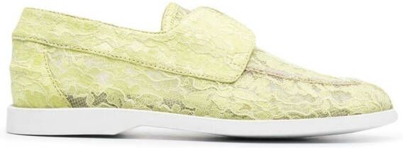 Le Silla Claire lace embroidered loafers Green