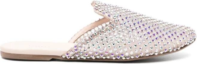 Le Silla crystal-embellished flat mules Neutrals