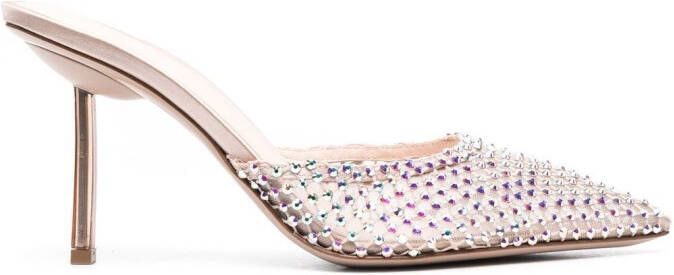 Le Silla crystal-embellished point-toe mules Neutrals
