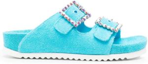 Le Silla crystal-embellished side-buckle sandals Blue