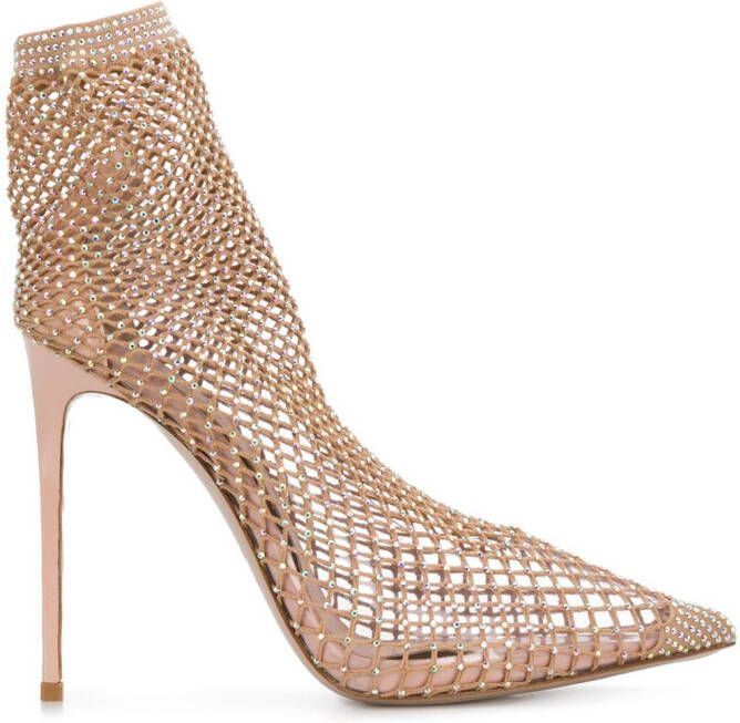 Le Silla crystal-mesh ankle boots Neutrals