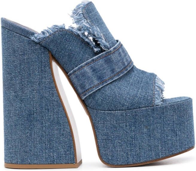 Le Silla denim 170mm platform mules Blue