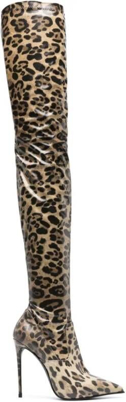 Le Silla Eva 110mm leopard-print boots Neutrals