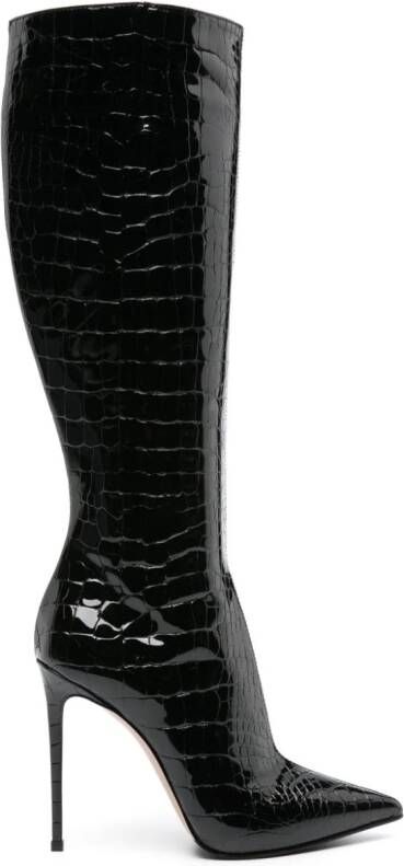 Le Silla Eva 120mm crocodile-embossed boots Black