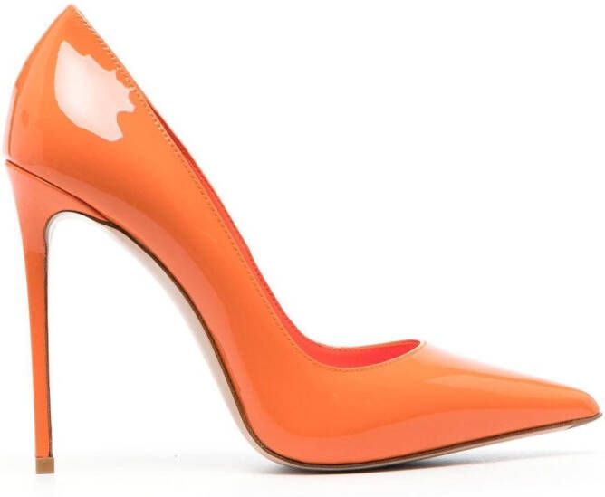 Le Silla Eva 120mm patent-leather pumps Orange