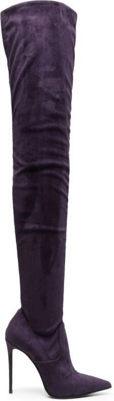 Le Silla Eva 120mm suede thigh-high boots Purple
