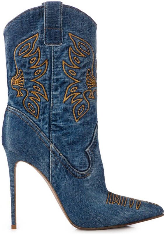 Le Silla Eva 140mm embroidered boots Blue