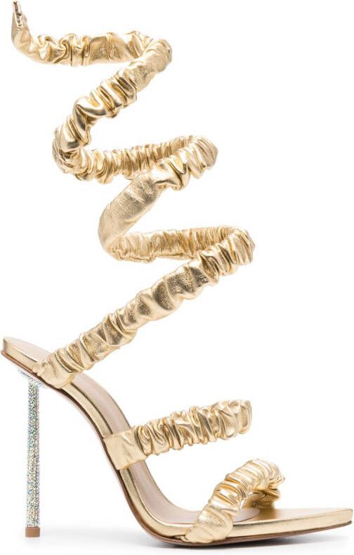 Le Silla Fedra 120mm leather sandals Gold