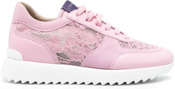 Le Silla floral-lace leather sneakers Pink