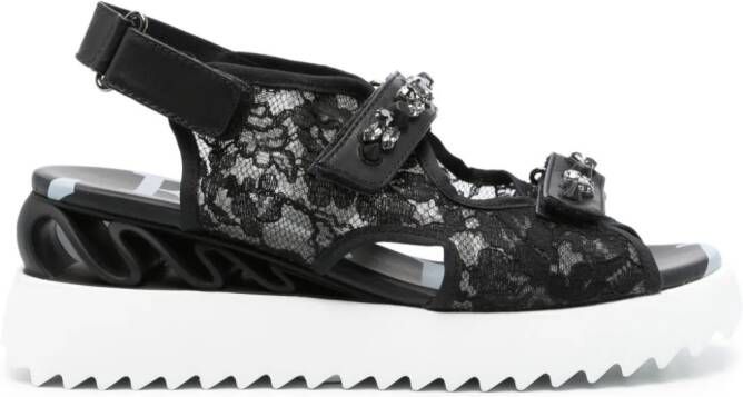 Le Silla gem-embellished laced sandals Black
