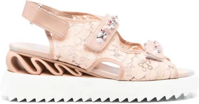 Le Silla gem-embellished laced sandals Pink