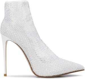 Le Silla Gilda 100mm crystal-embellished sock pumps White