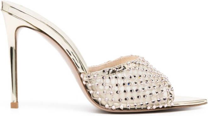 Le Silla Gilda 110mm crystal sandals Gold