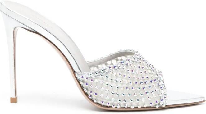 Le Silla Gilda 115mm crystal-embellished mules Silver